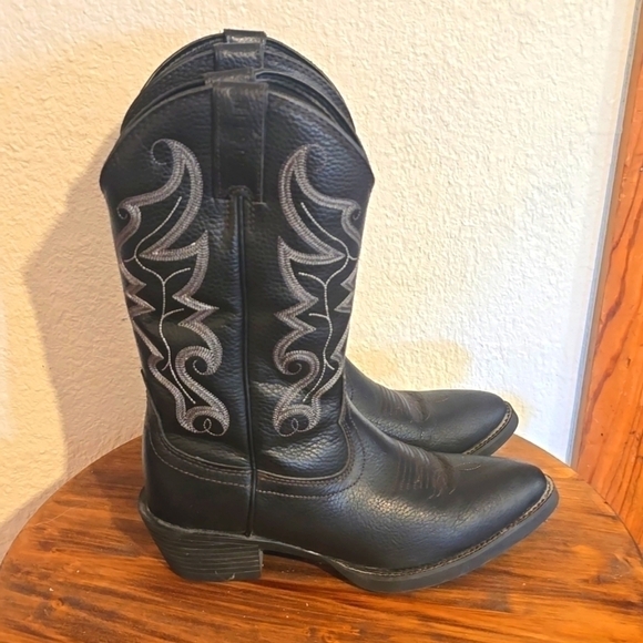 Justin| Mens Black All Star Western Boots Leather Cowboy J Flex Comfort Sz.8.5D main image 2